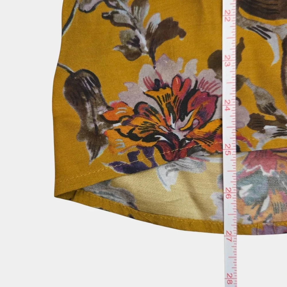 Johnny Was Ruffle Detail Floral Peasant Blouse Boho‎ Cottagecore Yellow XS